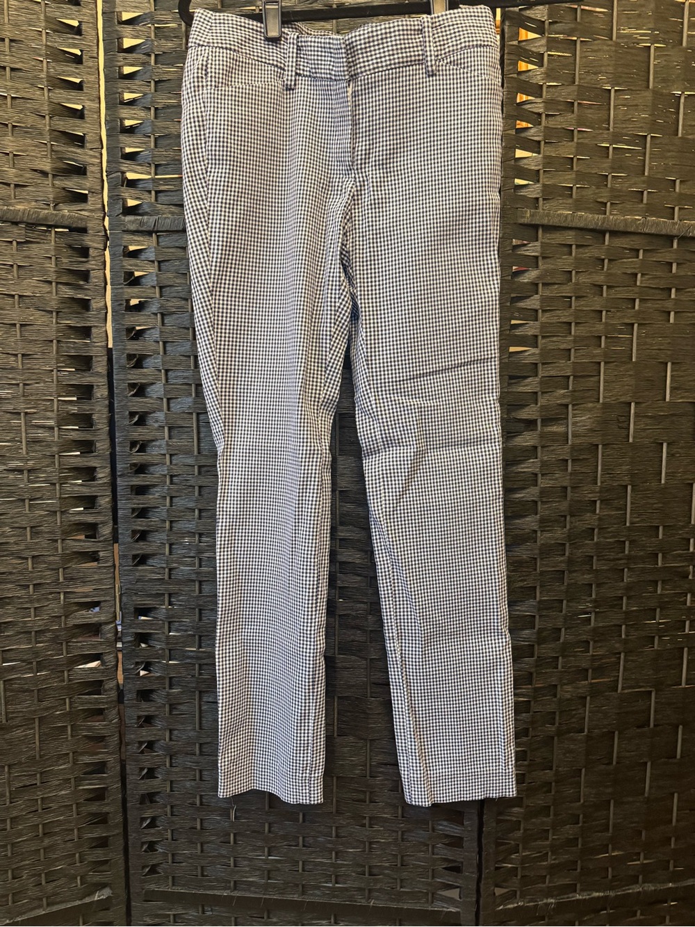 Women’s Theory Slim Fit Gingham Dress Pants in Navy and White